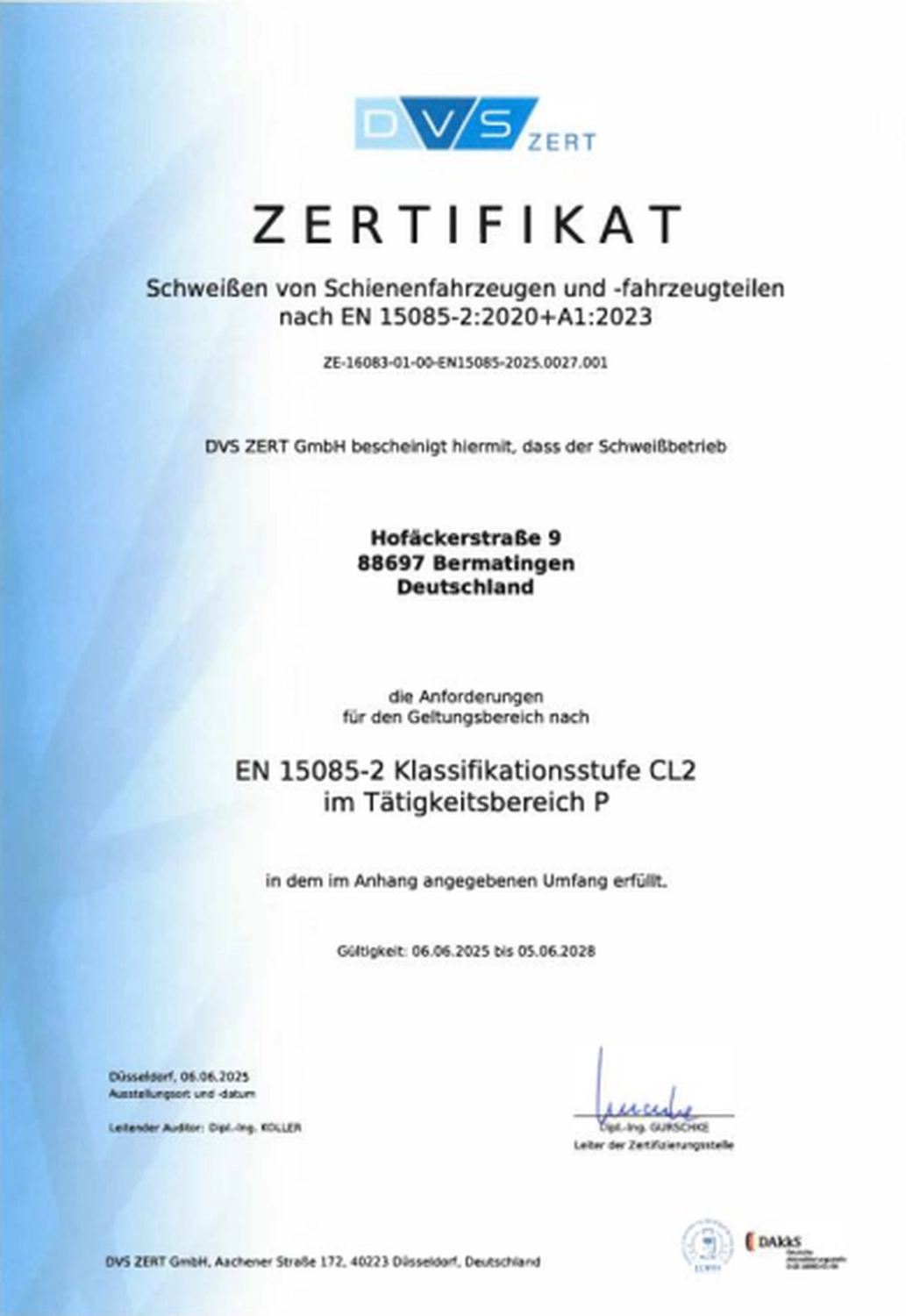 Phoenix Industry Solutions - Blechbearbeitung & Laserschweißen - Zertifikat